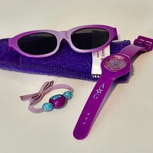 American Girl doll purple accessories - Glasses, bracelet, watch